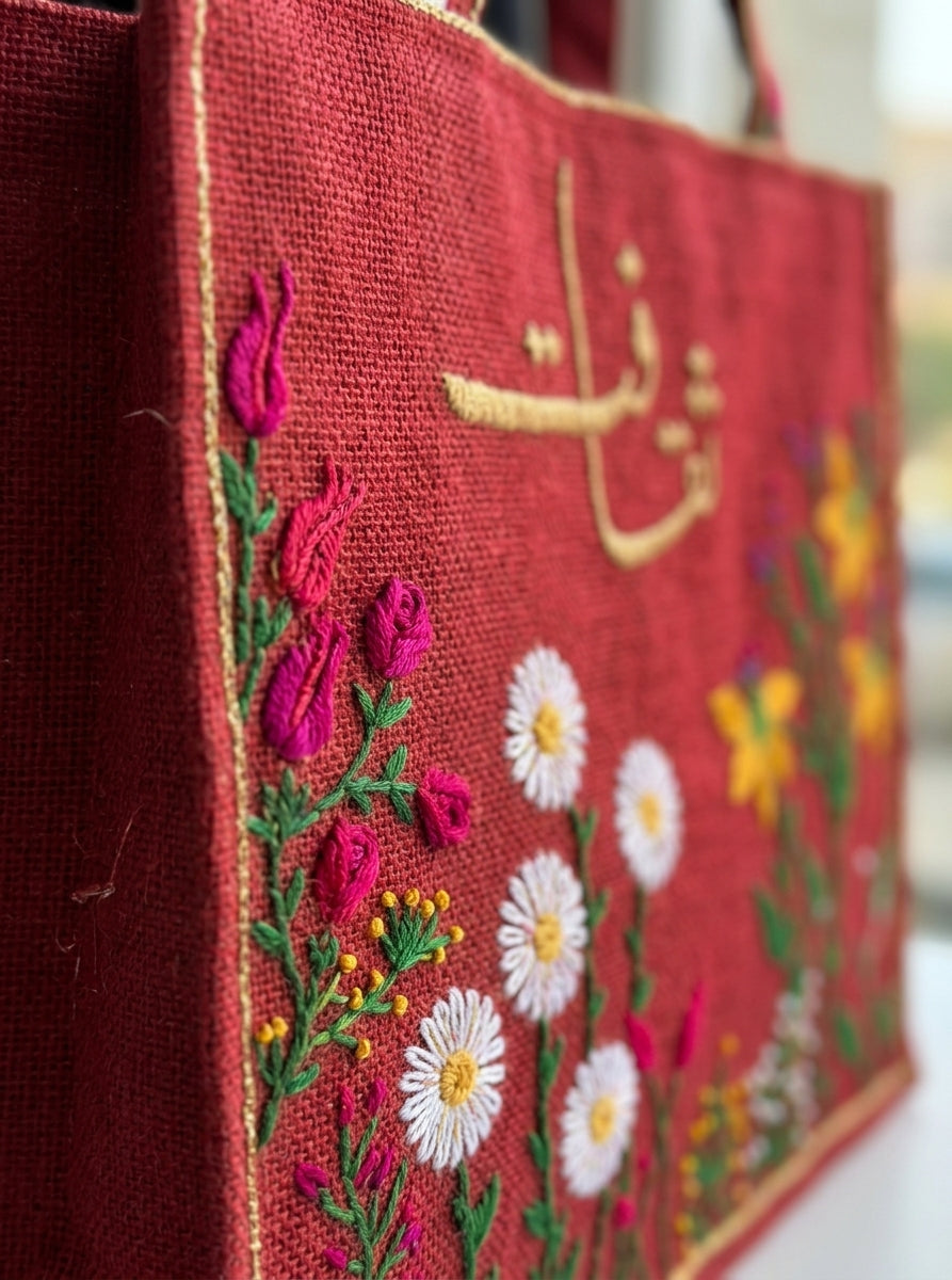 Saqafat Tote Bag - Crimson Red